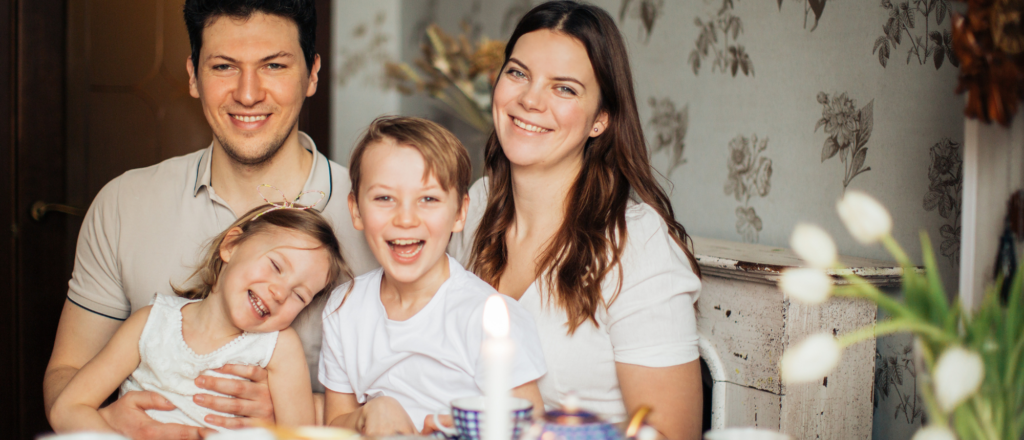 Family inside their home