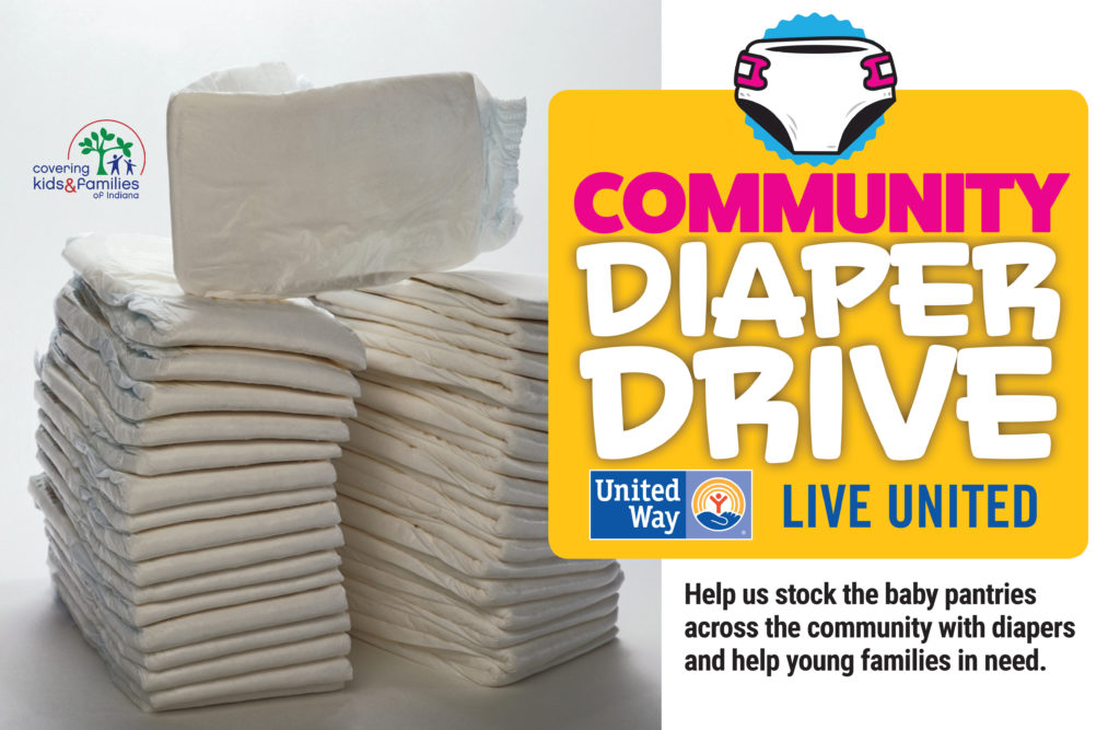 Stack of Diapers for Heart of Indiana's Community Diaper Drive
